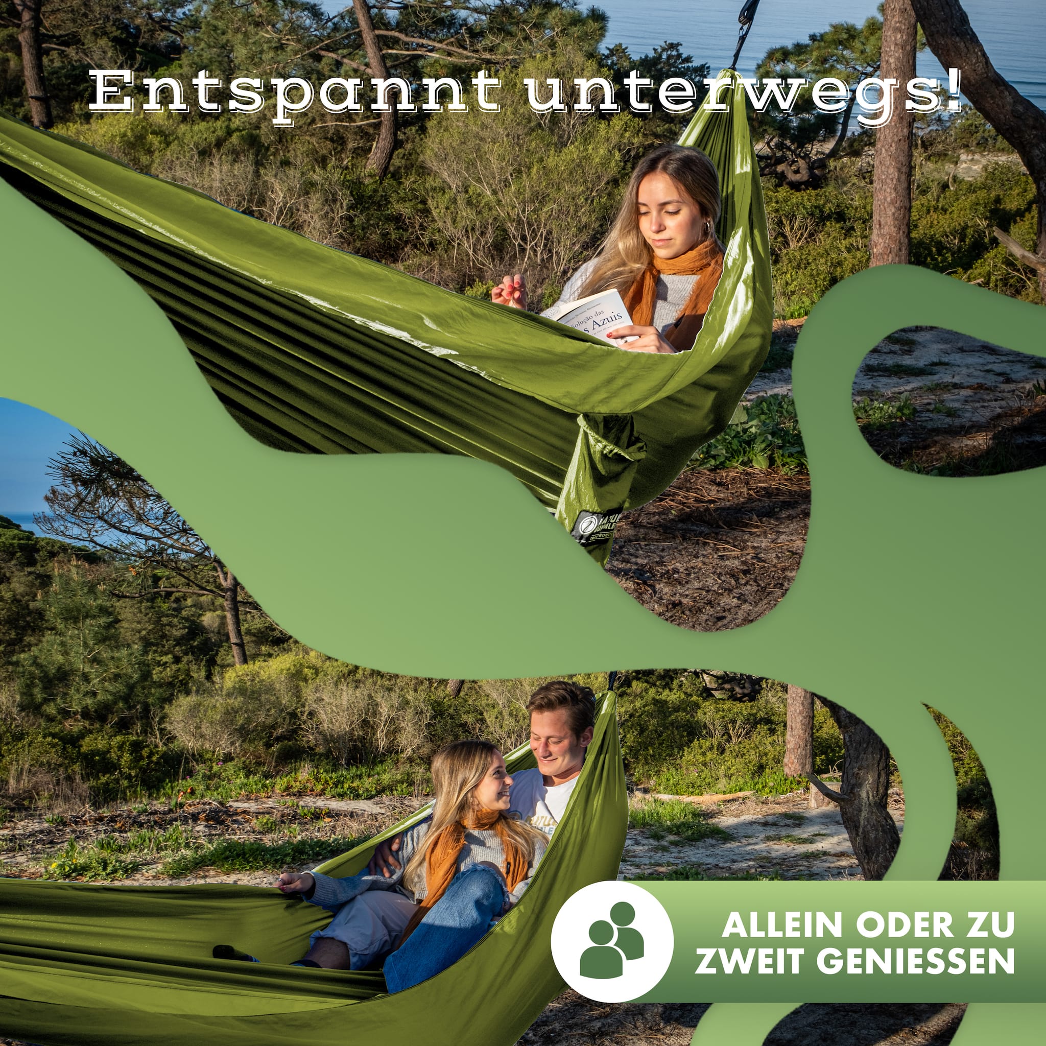 Naturbummler 300 x 170 hangmat met boombeschermingsmatten - green