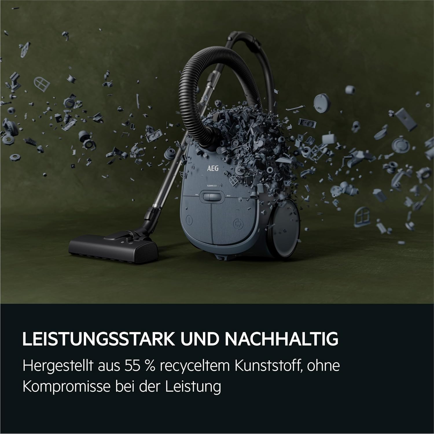 AEG CLEAN 6000 Staubsauger mit Beutel, Hohe Saugleistung, inkl. Zusatzdüsen, 55 % Recyclingkunststoff, für Haustierbesitzer, Reinigen von Polstern, 12 m Aktionsradius, 850 W, Blau, AB61C2DBS