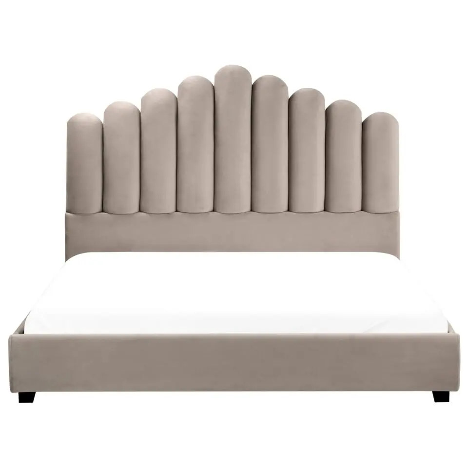 VINCENNES - Bed - Taupe - 160 x 200 cm - Fluweel