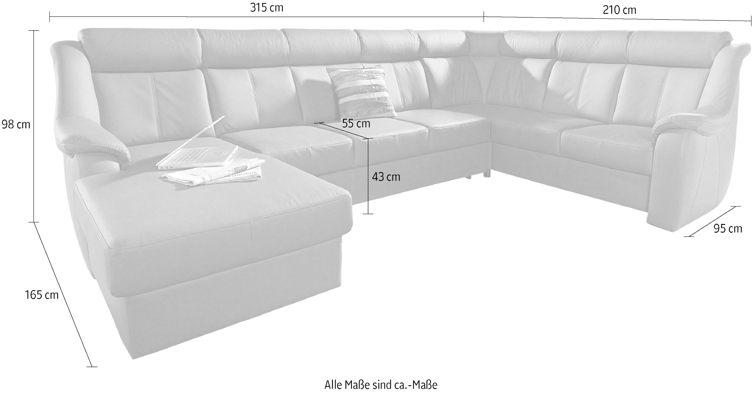 sit&more Wohnlandschaft »Basel U-Form« wahlweise mit Relaxfunktion