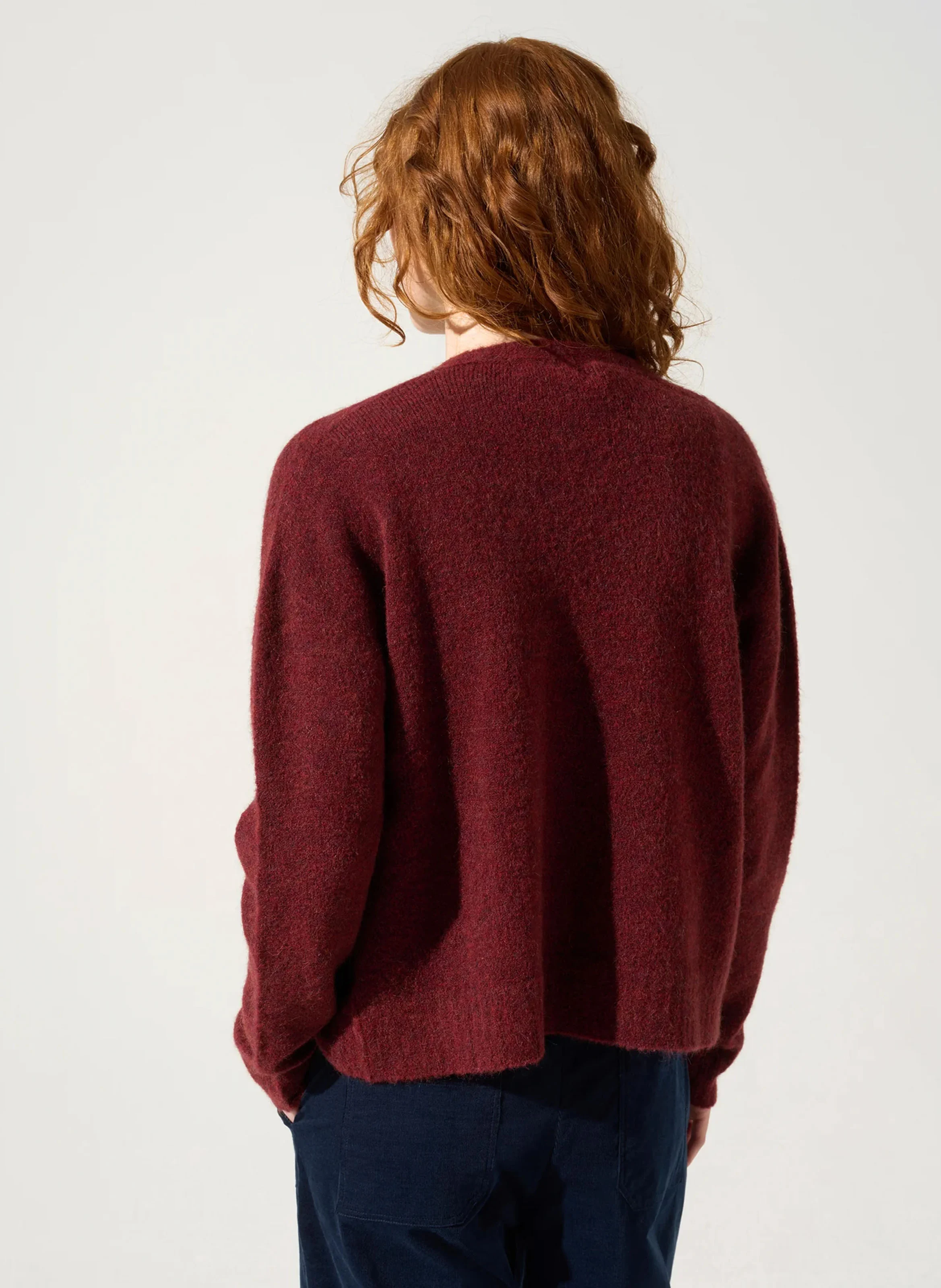 WAYNE - Gilet ample col V en maille mélangée| Rouge
