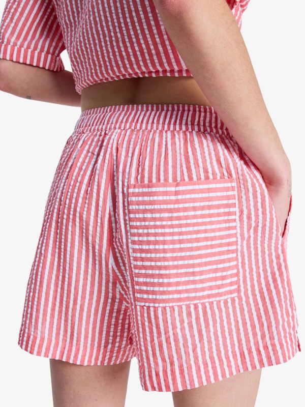 Lekeitio Break High Stripe Short de plage Rouge Femme