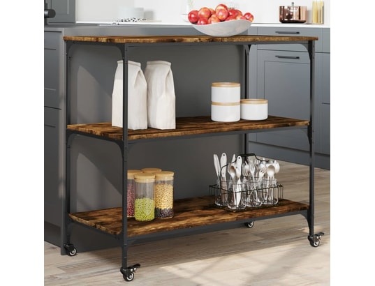 VIDAXL - Chariot de cuisine chêne fumé 102x50x95 cm bois d'ingénierie