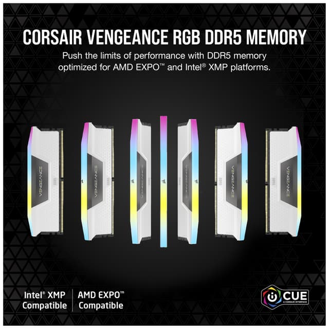 Corsair Vengeance RGB DDR5 RAM 32GB 5600Mt/s CL36 (hvid)