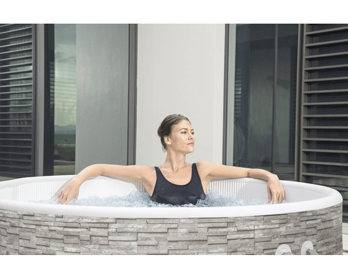 Bestway® LAY-Z-SPA® Vancouver AirJet Plus™ opblaasbare hottub met 140 luchtjets, geïntegreerd verwarmingssysteem, multifunctionele pomp en app-bediening, grijs