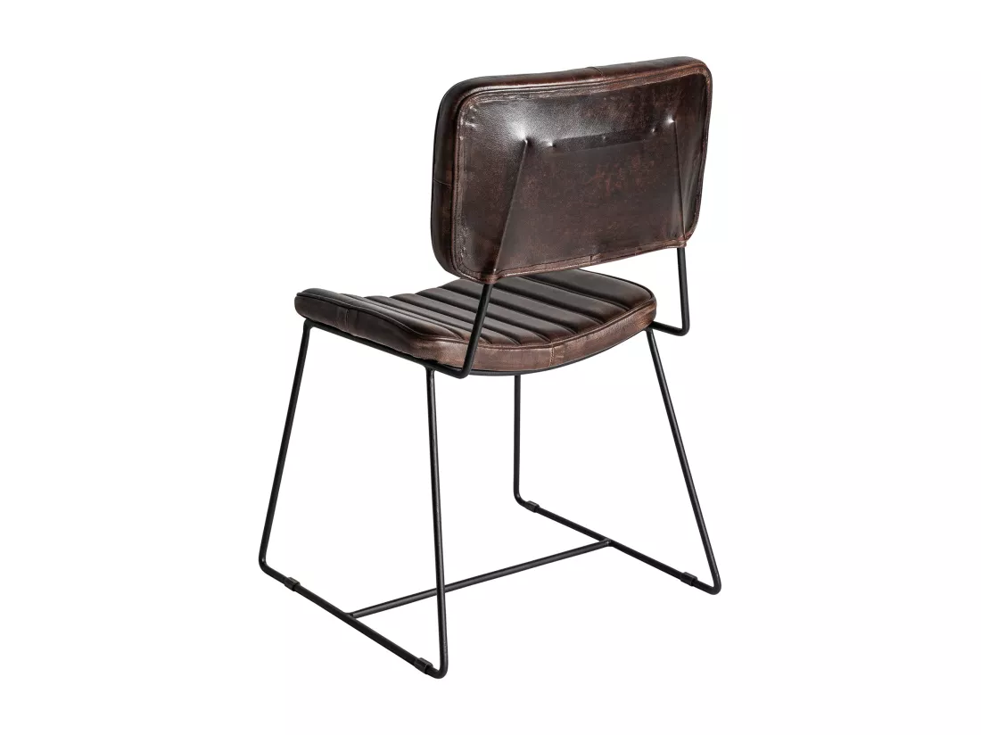Chaise en peau marron en 50x53x80 cm