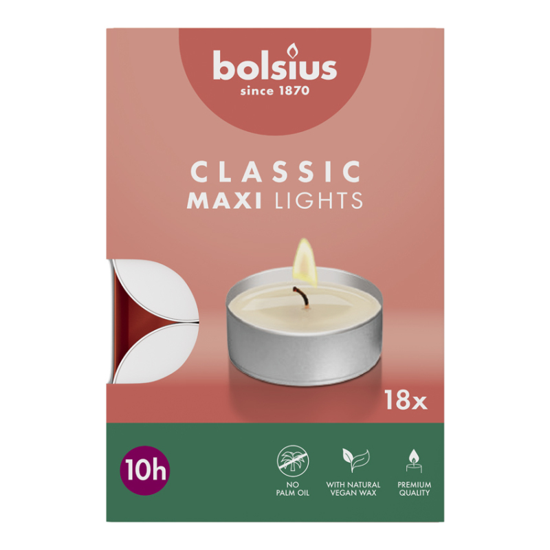Bolsius Maxi Waxinelichtjes 18 Stuks