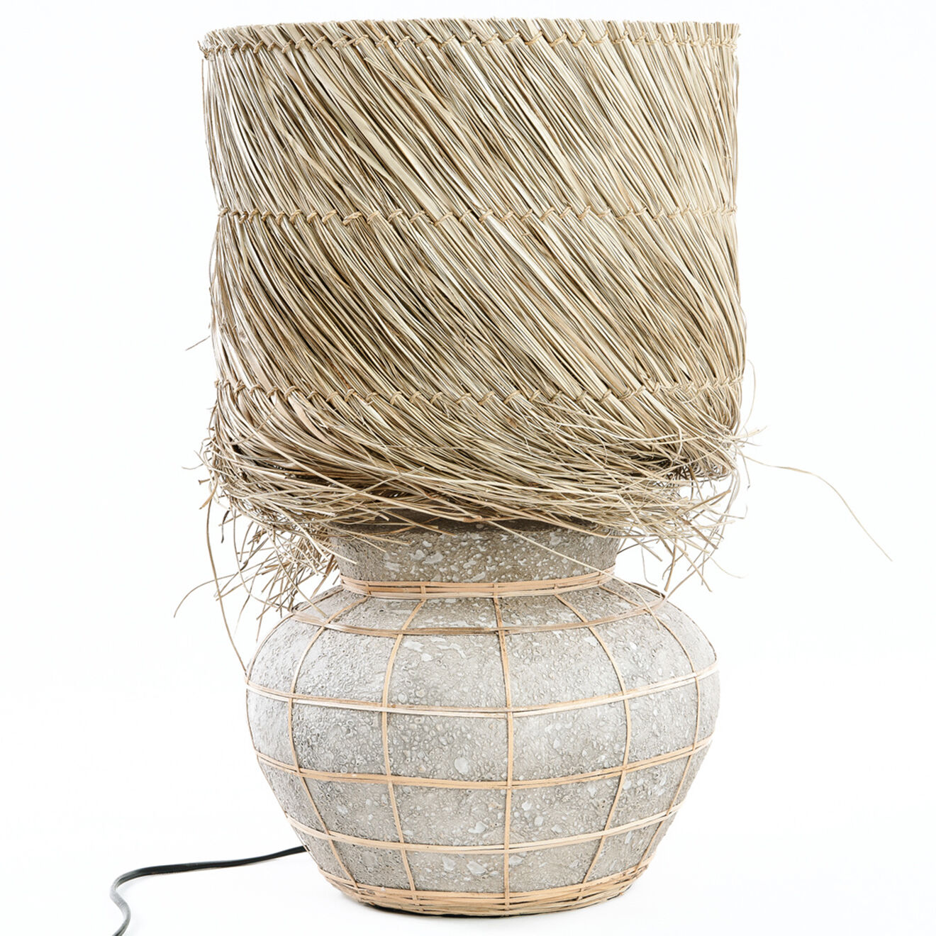 Bazar Bizar Lampe à poser Lipsi gris/naturel - 30x30x48 cm