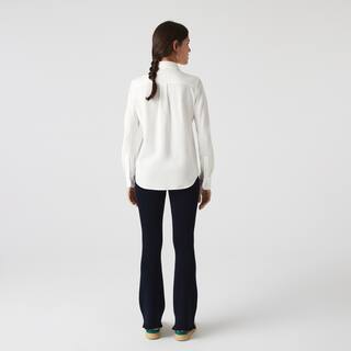 Chemise femme à col français Lacoste en piqué de coton Chemises & Hauts - Blanc - Lacoste - Femme