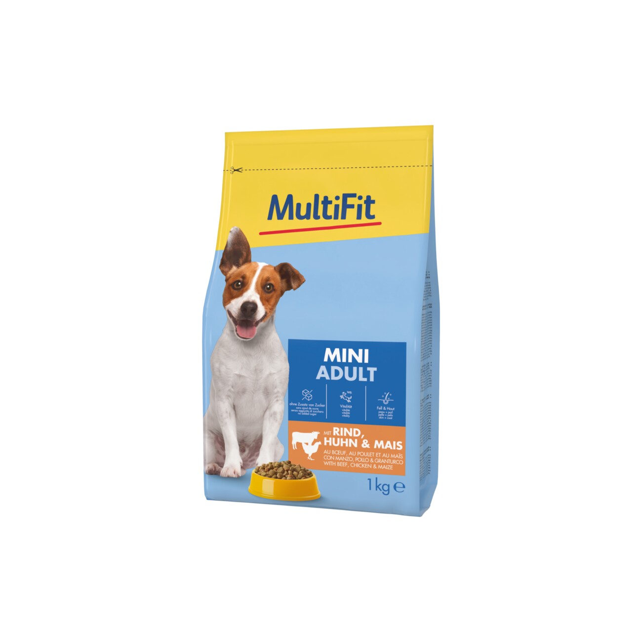MultiFit Trockenfutter Hund Adult, Mini, mit Rind, Huhn & Mais 1 kg
