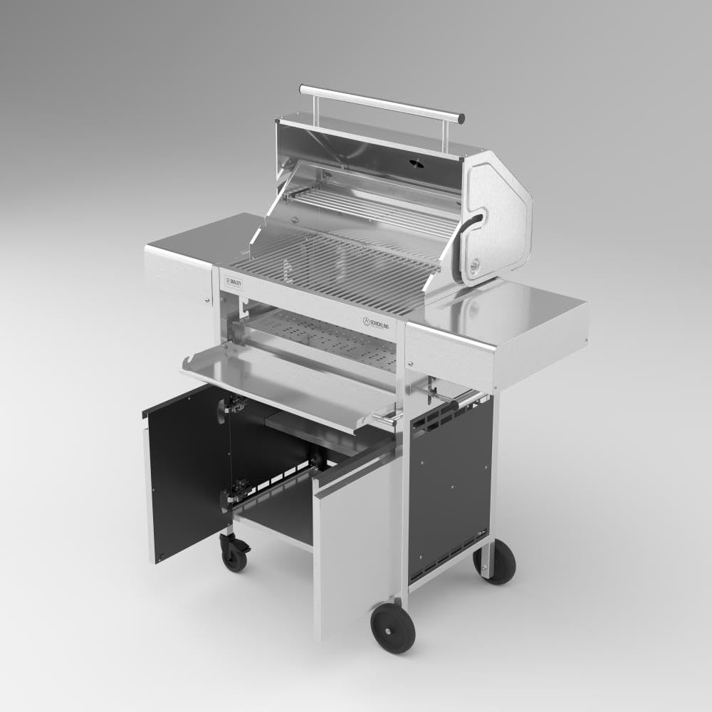 Schickling Holzkohlegrill 'Willy L - Deluxe' Edelstahlgrill Grillwagen, Rechteckig, 100% Edelstahl, Holzkohle-Grill mit Deckel, Made in Germany - Direkt vom Hersteller