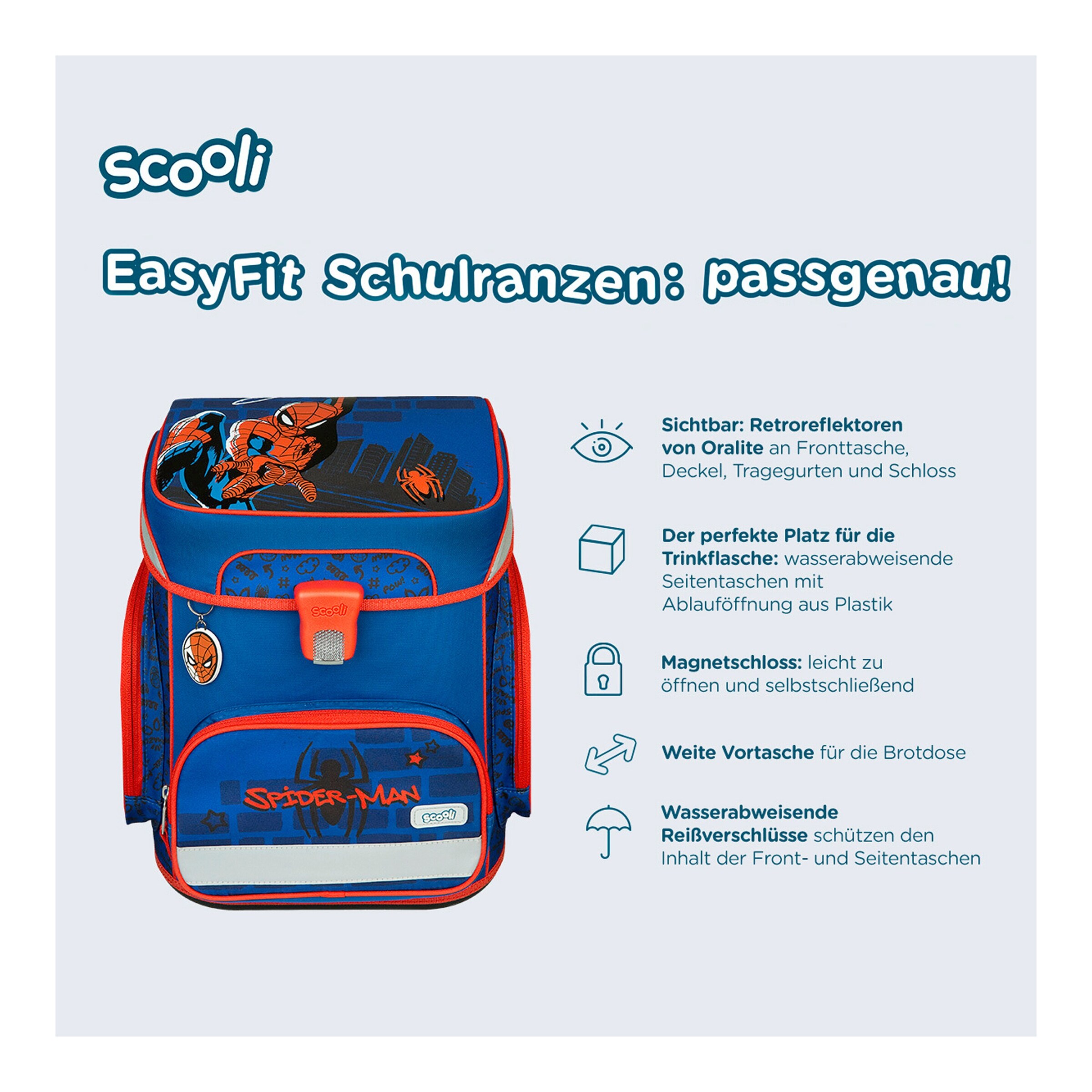 Scooli Schulranzen Set EasyFit 5-tlg. blau/rot - Spider-Man
