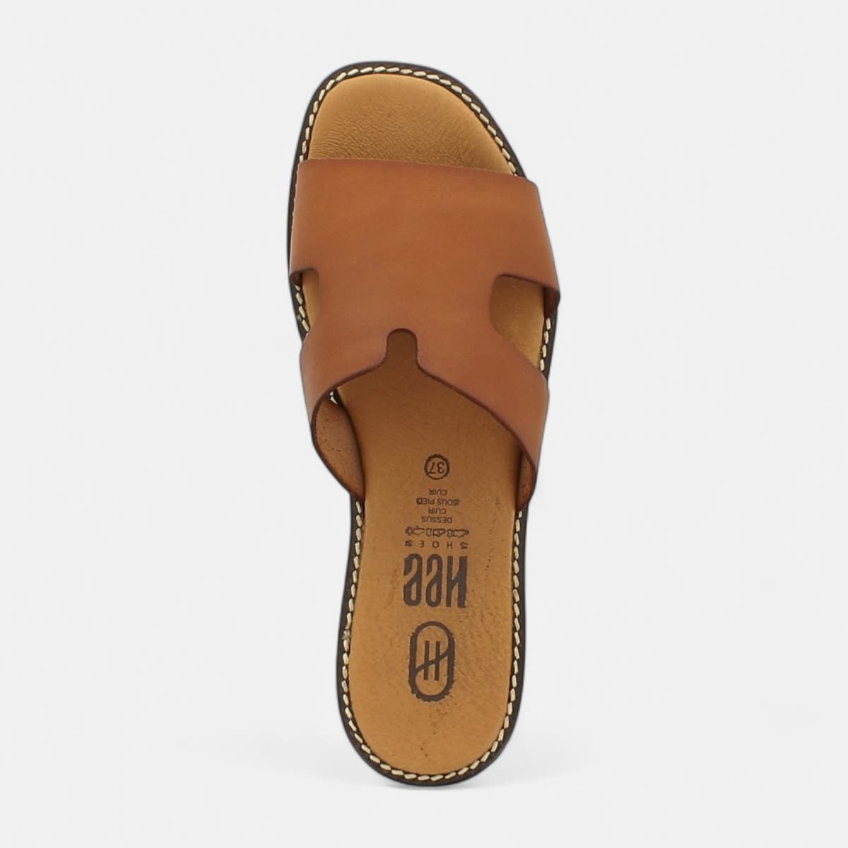 Mules Femme en cuir cognac