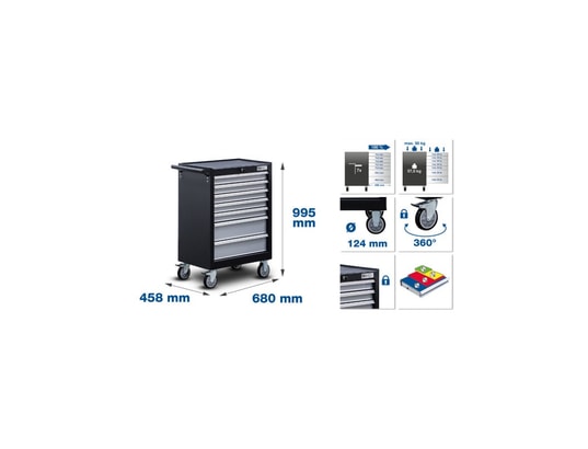 BGS TECHNIC - Servante d'atelier 7 tiroirs bgs - 246 outils - 6060