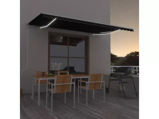Auvent automatique et capteur de vent/LED 500x300 cm Anthracite