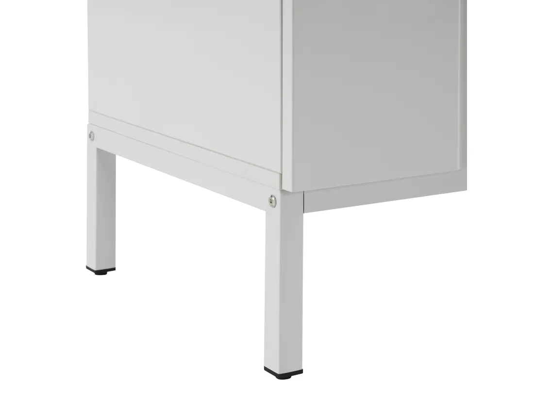 Buffet 4 portes et étagères réglables - à rayures verticales - Blanc