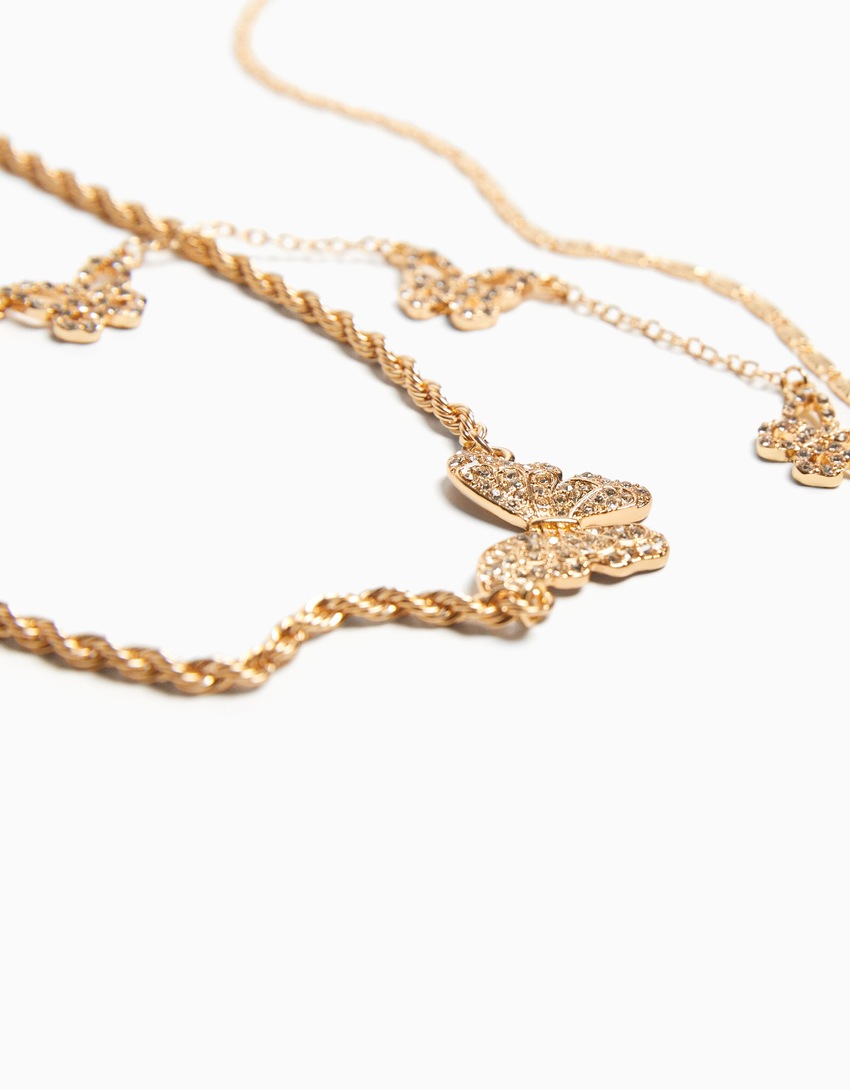 Conjunto de 3 colares com strass