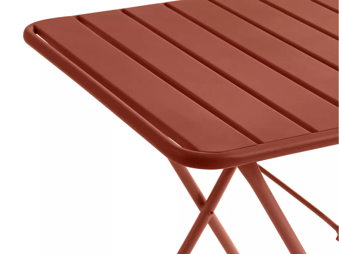 Salle à manger de jardin pliante en métal - une table L.60 cm et 2 chaises pliantes - Terracotta - MIRMANDE de MYLIA