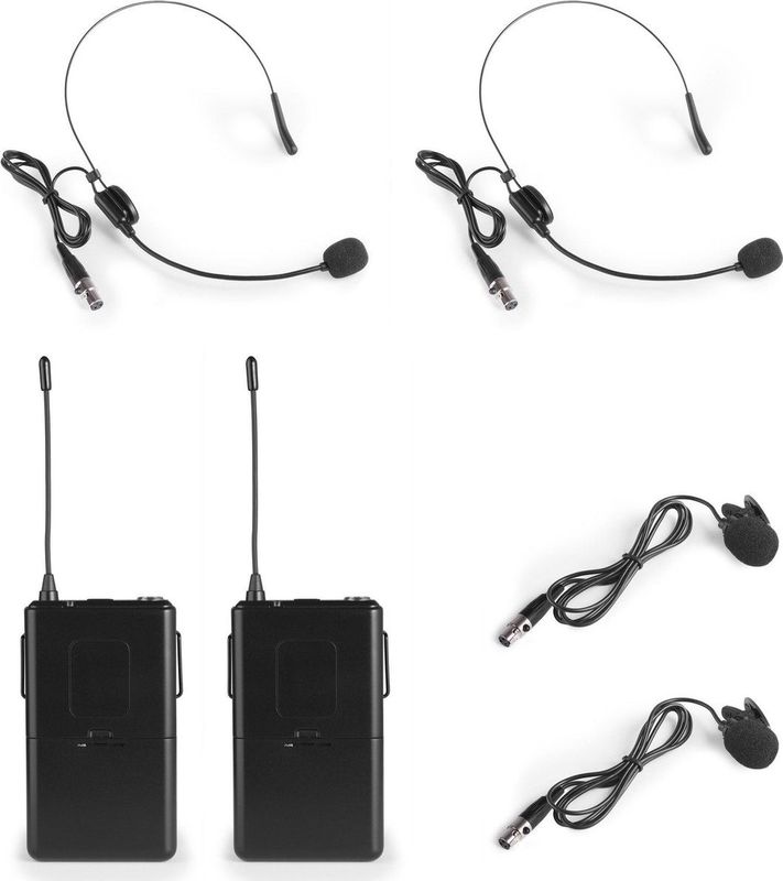 Draadloze microfoon - Vonyx WM522B draadloze microfoonset met 2 headsets en bodypacks