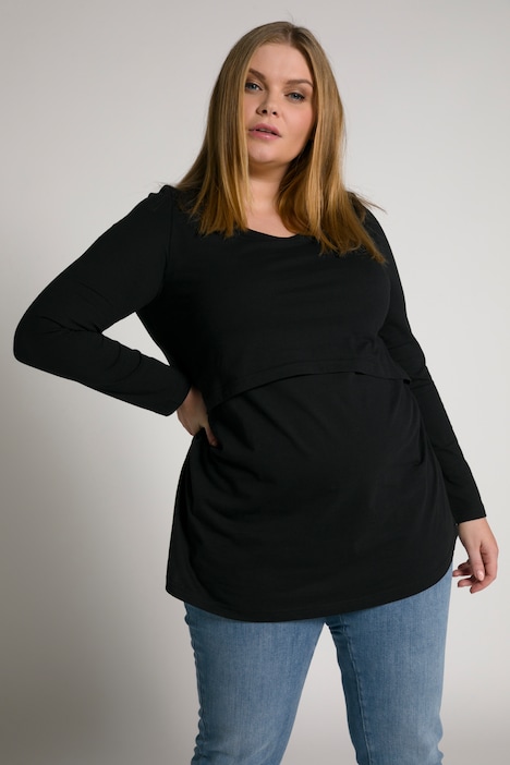 Bellieva-Shirt, elastische Raffungen, 3/4-Arm, GOTS