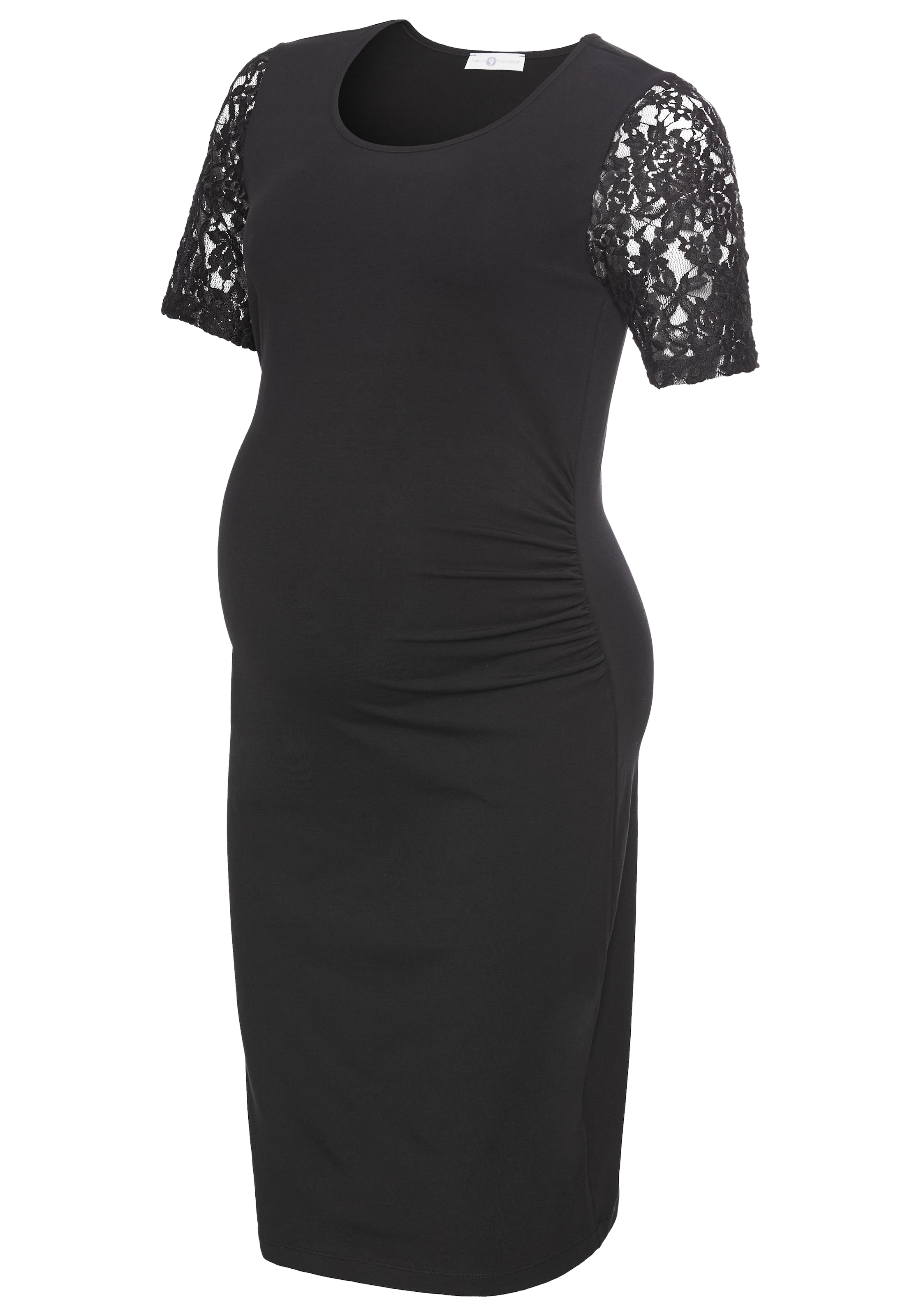 Neun Monate Umstandskleid »Schwangerschaftkleid mit Spitze« Jersey-Kleid für Schwangerschaft und Stillzeit