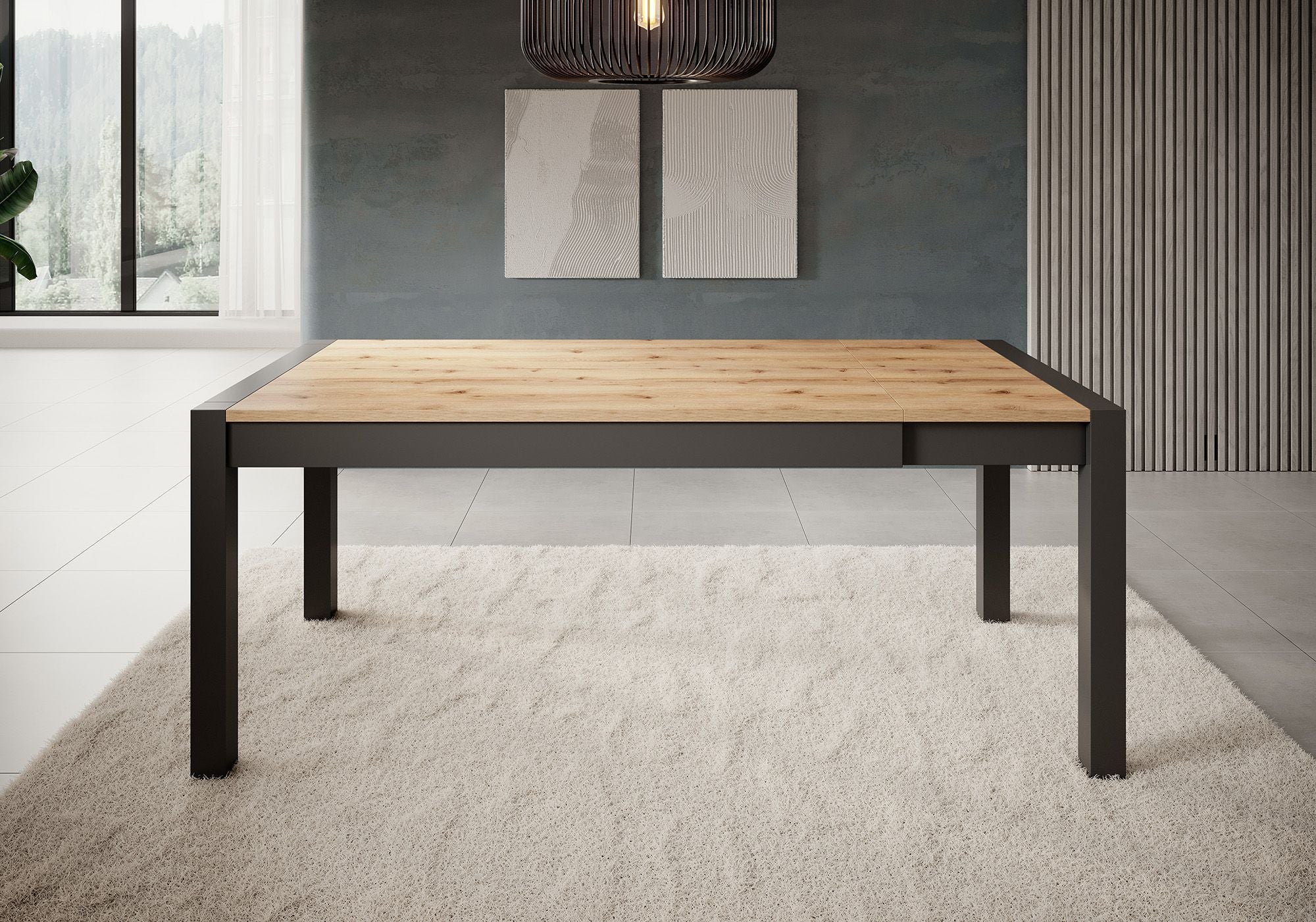 Acapulco - Eetkamertafel - Eiken/zwart - 160x90x79 cm