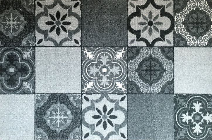 Paillasson intérieur Carreaux de ciment gris 50 x 75 cm