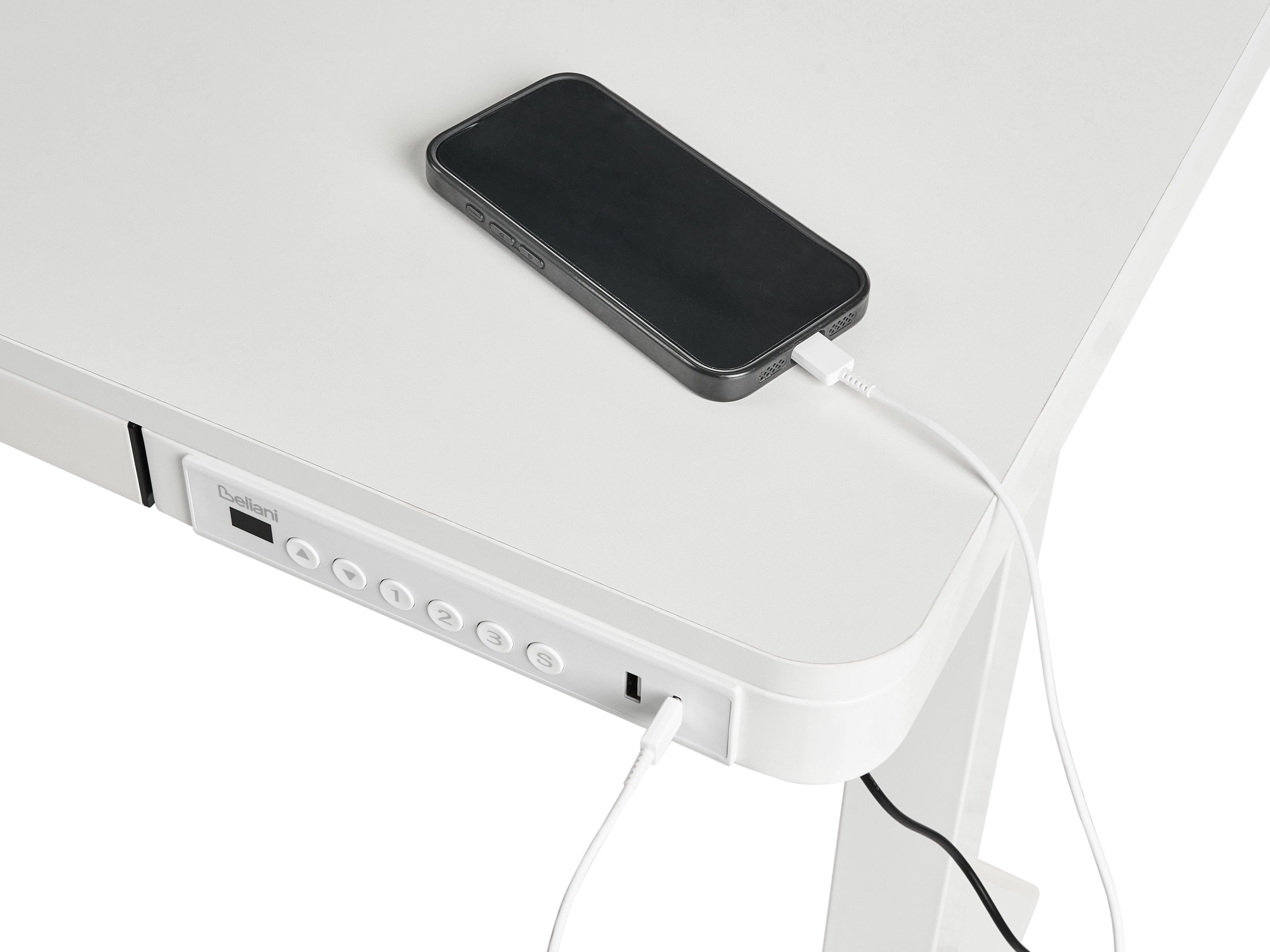 Elektrisch verstelbaar sta-bureau PENLY Wit 120 cm 60 cm met USB-poort