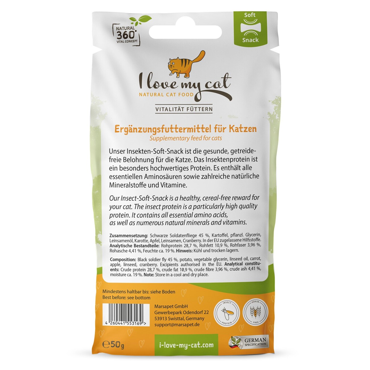 I love my cat Insekten-Soft-Snack für Katzen - 50g