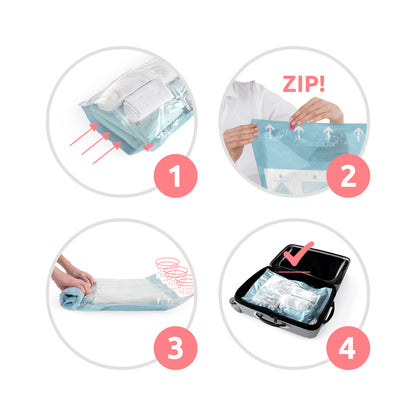 Lot de 6 sacs sous vide de voyage Roll-up