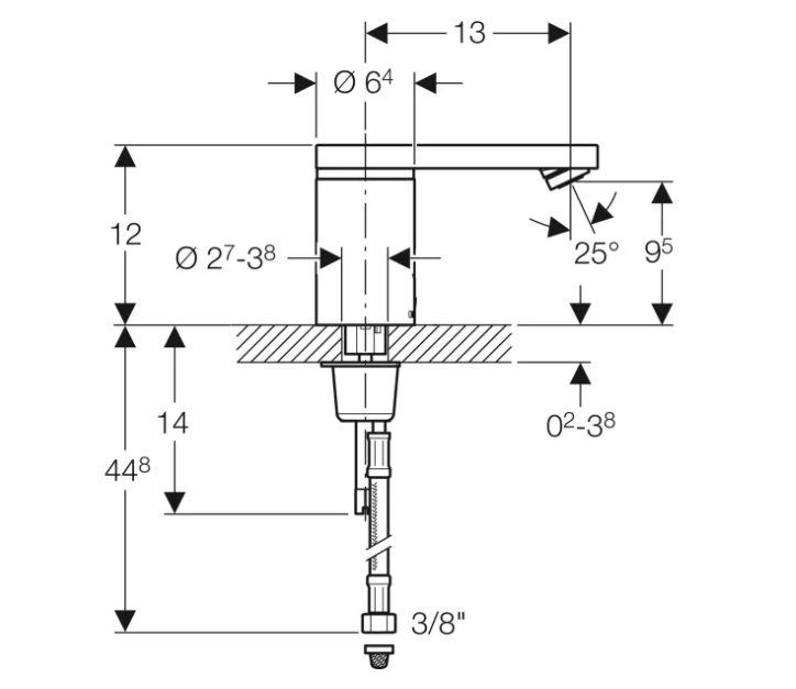 Geberit Hytronic 86 1-gats wastafelkraan koud of gemengd water chroom
