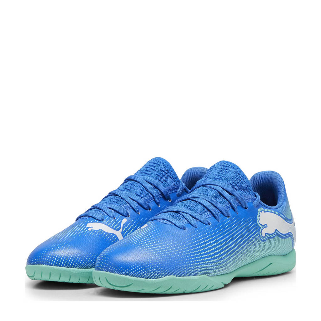 Puma Future 7 Playjunior zaalvoetbalschoenen kobaltblauw/mintgroen/wit