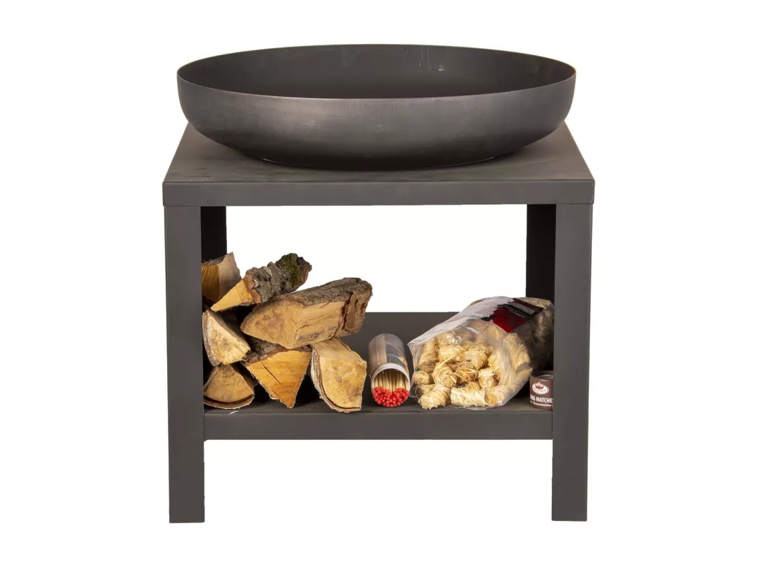 Braséro en métal avec range bois 60 cm