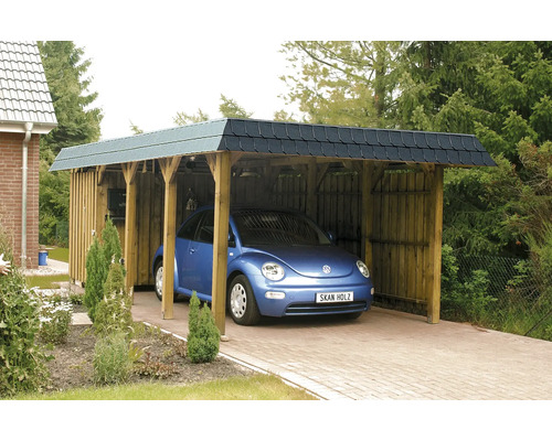 SKAN HOLZ Spreewald enkele carport met schilddak, inclusief regengoot, 345x589 cm, dompelgeïmpregneerd