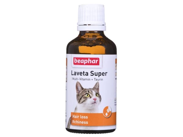 Beaphar Laveta Super, Katt, Dråper, Vitamin B1, Vitamin B12, Vitamin B2, Vitamin B6, Vitamin E, Vitamin H (biotin), Kalsium, Phosphorus, Natrium, 50