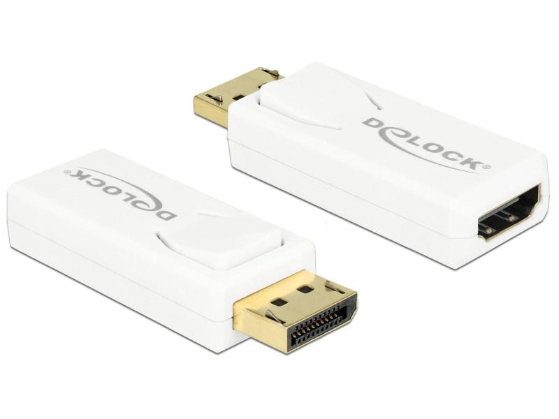 Delock Adapter Displayport - HDMI aktiv, 4K, weiss Displayport zu HDMI Adapter
