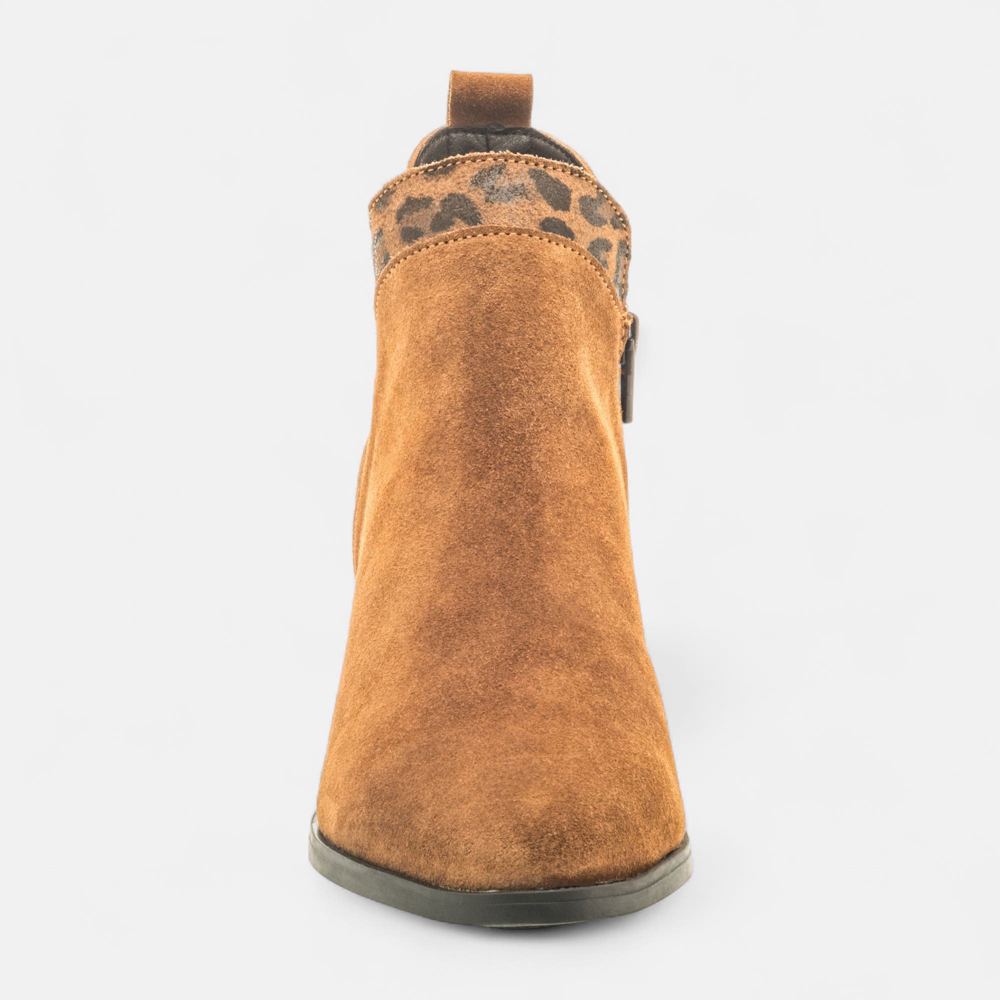Boots à talon Femme en cuir cognac