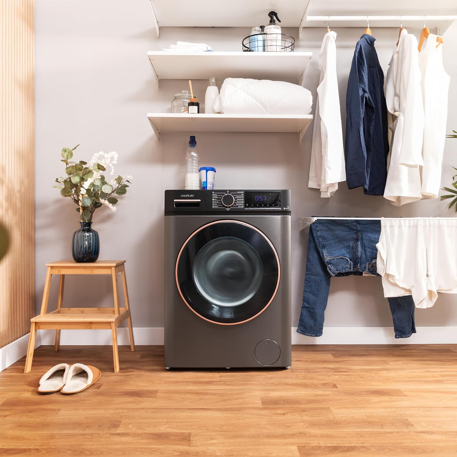 Cecotec Lave-linge 8 kg Bolero DressCode 8610 Inverter Steel A. Chargement Frontal, 1400 RPM, SteamMax, Motor Inverter Plus, 15 Programmes, OnSmart, Stop&Go, DrrumClean, Caoutchouc Antibactérien