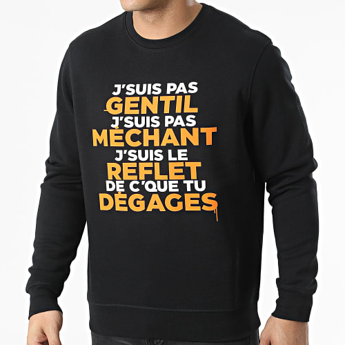 Sweat Crewneck Gentil Méchant Noir Orange