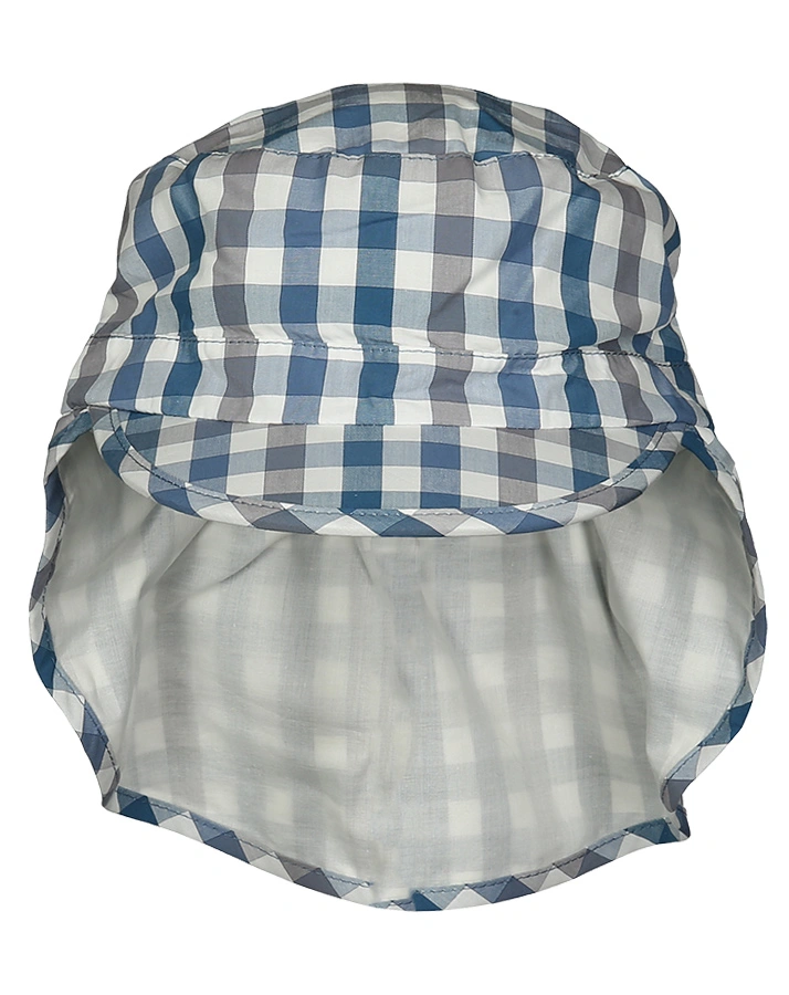 Schirmmütze KARO mit Nackenschutz in jeansblau