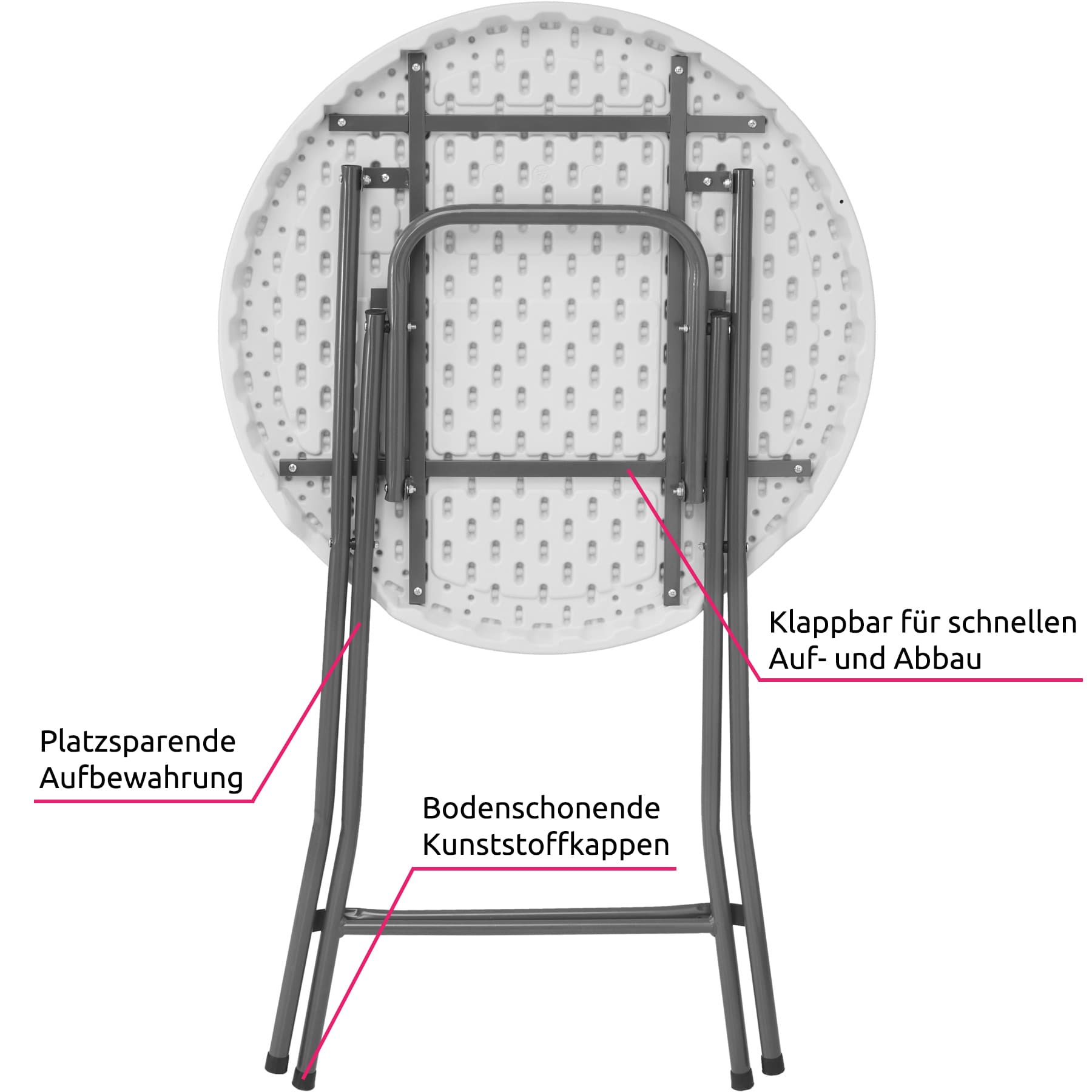 tectake® Stehtisch, rund, standfest und pflegeleicht, 80 x 110 cm