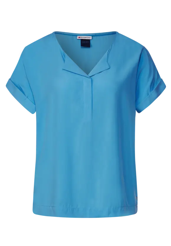 Bluse mit Klappenkragen - splash blue
