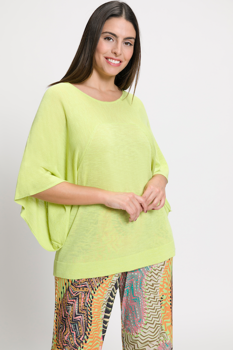 Pullover, Leinenmix, Rundhals, Fledermaus-Halbarm