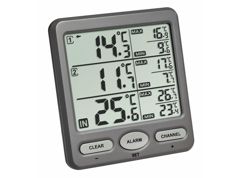 TFA Dostmann Funk-Thermometer TRIO Funk-Thermometer mit 2 Sendern