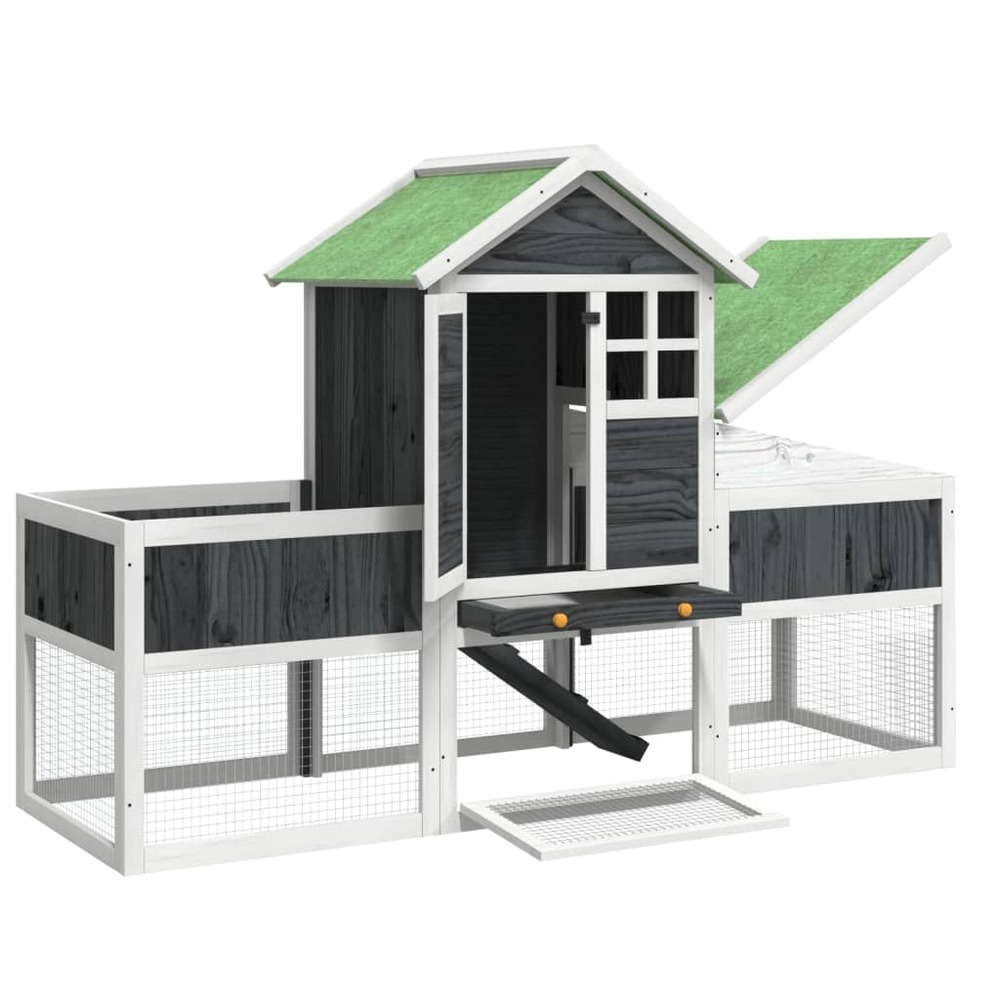 Clapier gris 170x63x113 cm bois de pin massif
