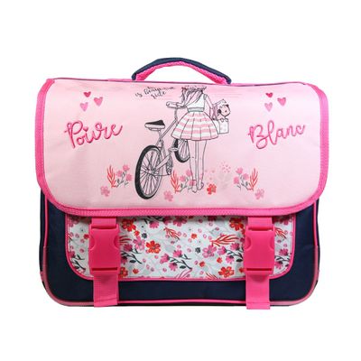 Cartable Poivre Blanc vélo 38 cm - 2 compartiments - rose - Bagtrotter