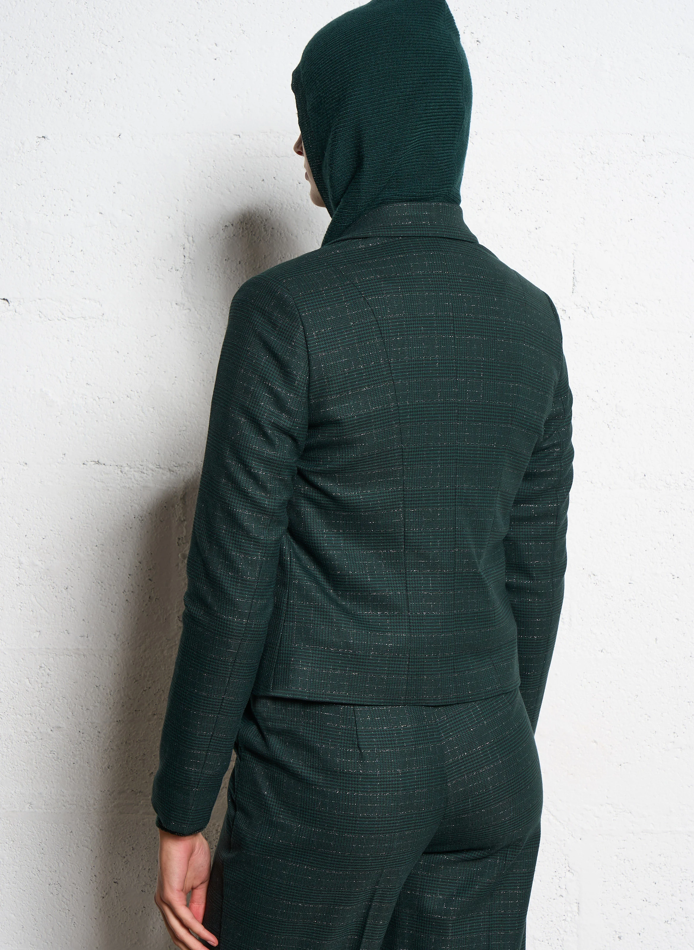 Veste de costume courte à carreaux| Vert