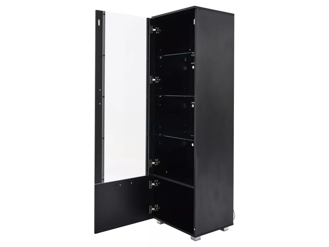 Vitrine avec LED - 3 étagères & 1 grand tiroir - Noir