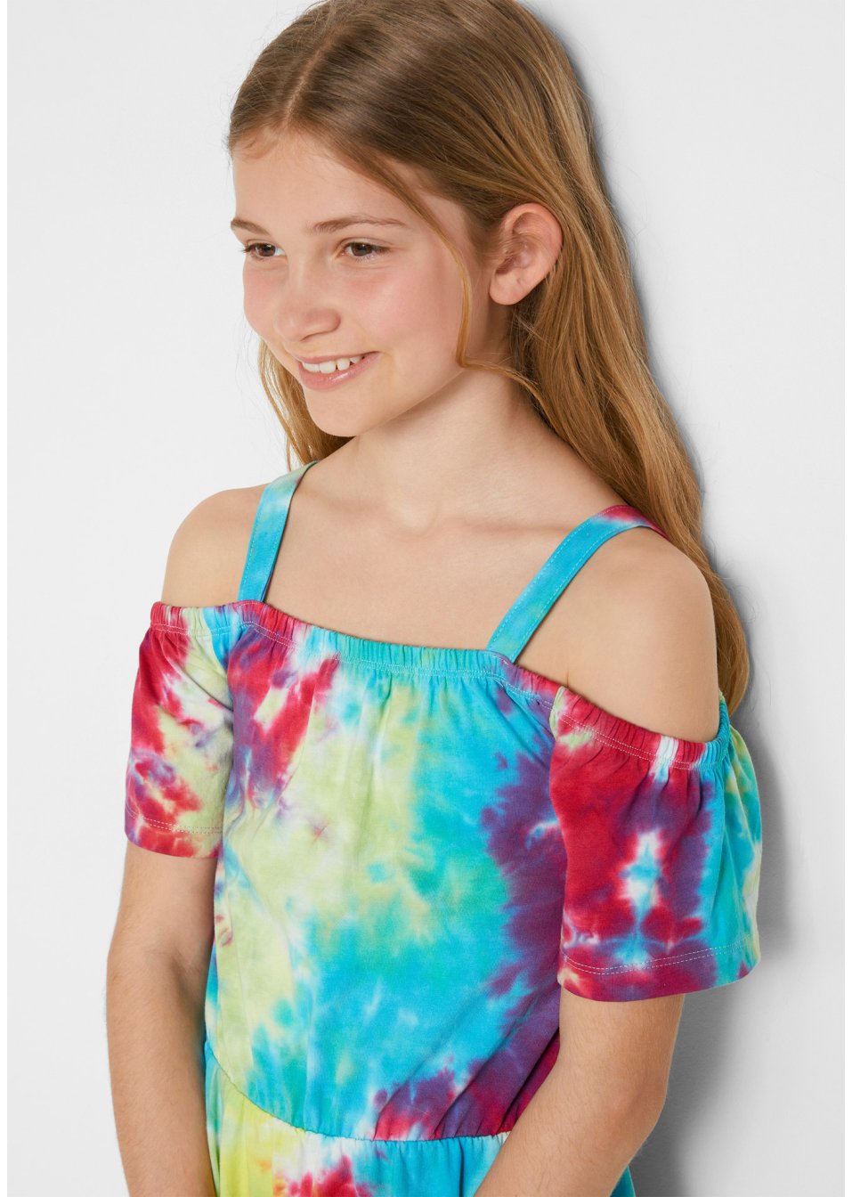 Robe en jersey fille avec col Carmen