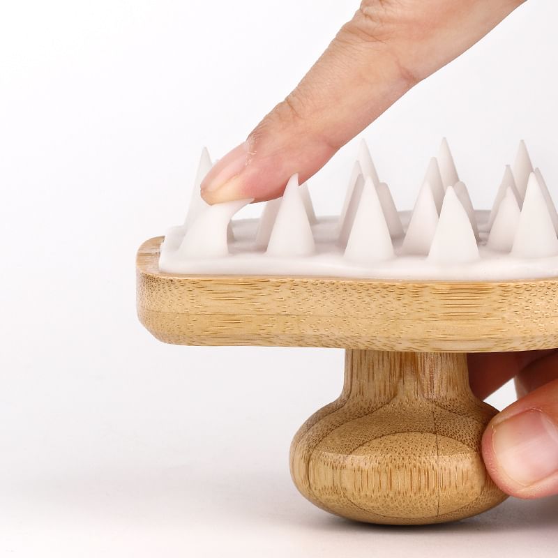 Fondes - Siliconen Hoofdhuidmassager met Houten Handvat